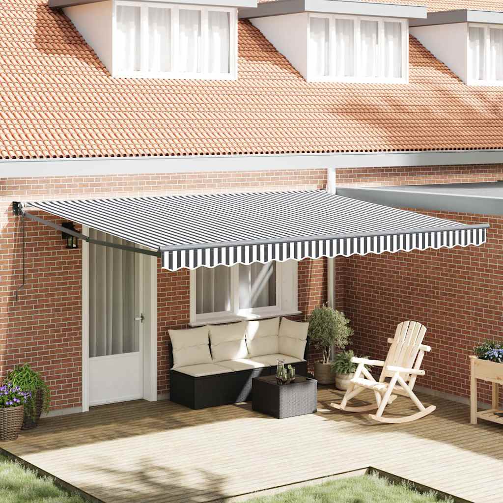Auvent extensible Vidaxx 4,5x3 m tissu et aluminium anthracite et blanc