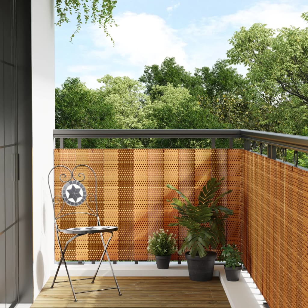Écran de balcon Vidaxl 400x100 cm Poly Rattan Brown Light