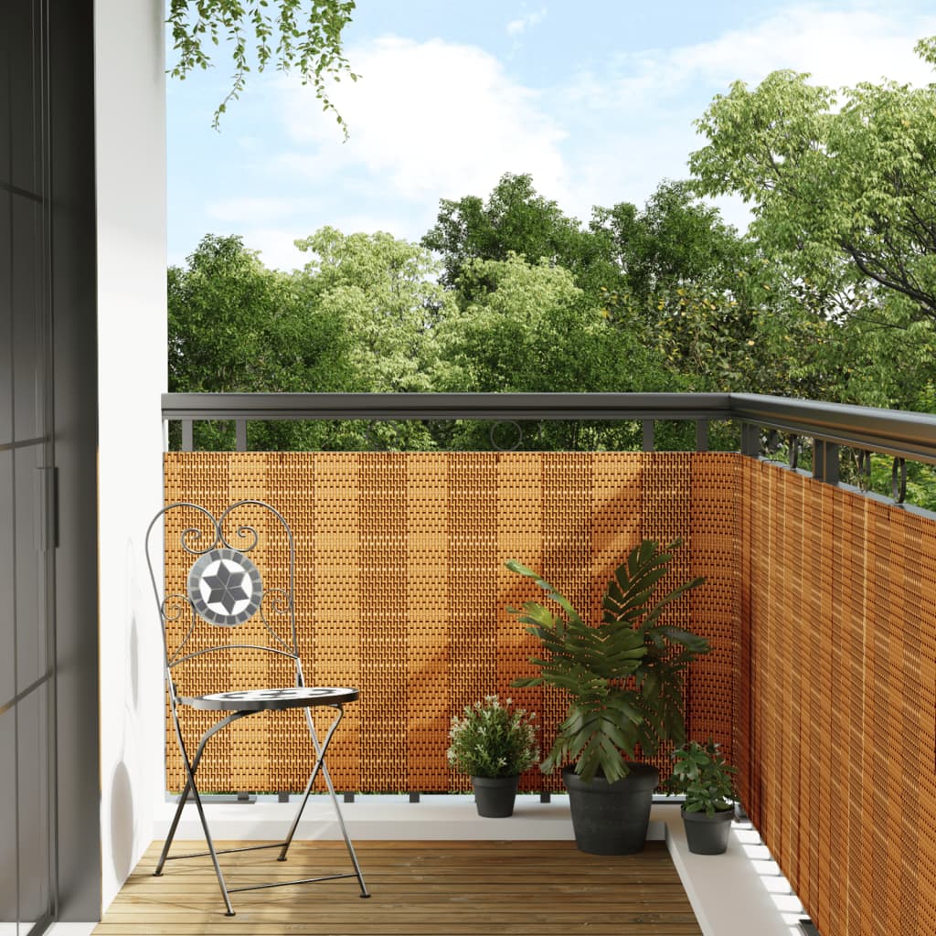 Écran de balcon Vidaxl 600x100 cm Poly Rattan Brun clair