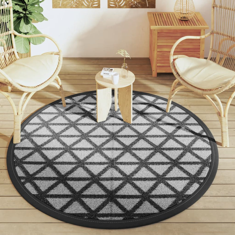 Vidaxl à l'extérieur du tapis Ø 160 cm Polypropène noir