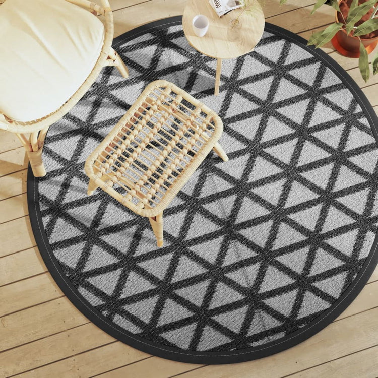 Vidaxl à l'extérieur du tapis Ø 160 cm Polypropène noir