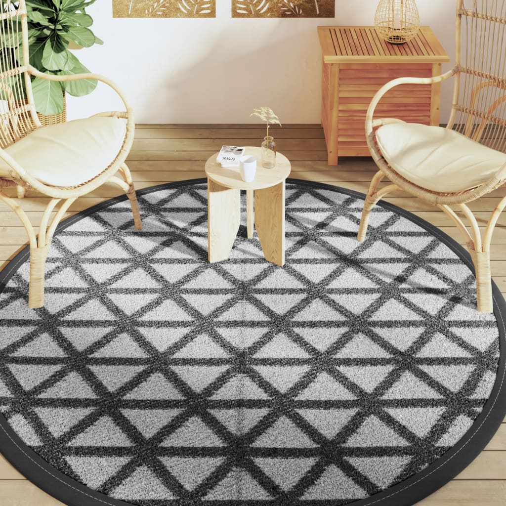 Vidaxl Tapis extérieur Ø 200 cm en polypropène noir