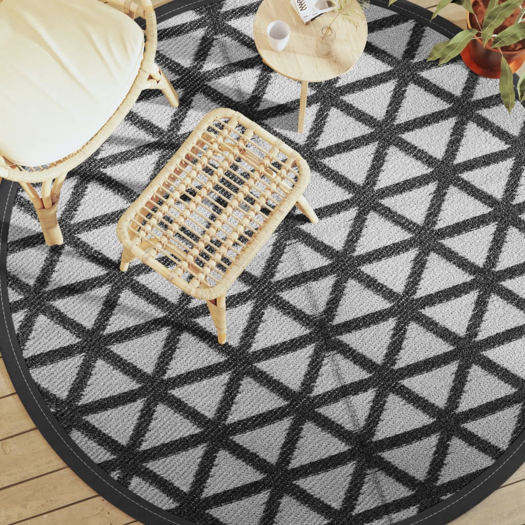 Vidaxl Tapis extérieur Ø 200 cm en polypropène noir