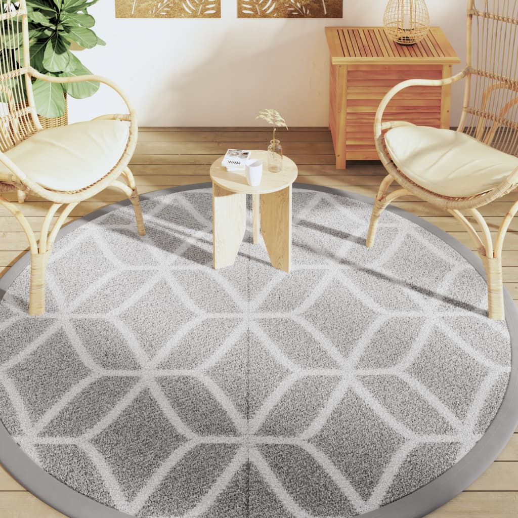 Vidaxl à l'extérieur du tapis Ø 200 cm Gray en polypropène