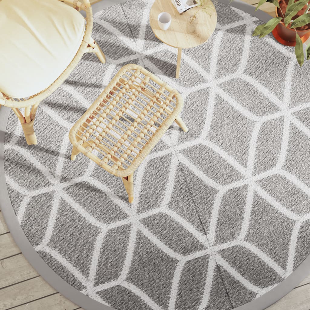 Vidaxl à l'extérieur du tapis Ø 200 cm Gray en polypropène