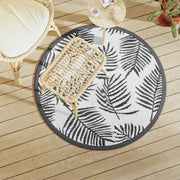 Vidaxl Extérieur tapis Ø 120 cm Polypropène blanc et noir - afbeelding 1
