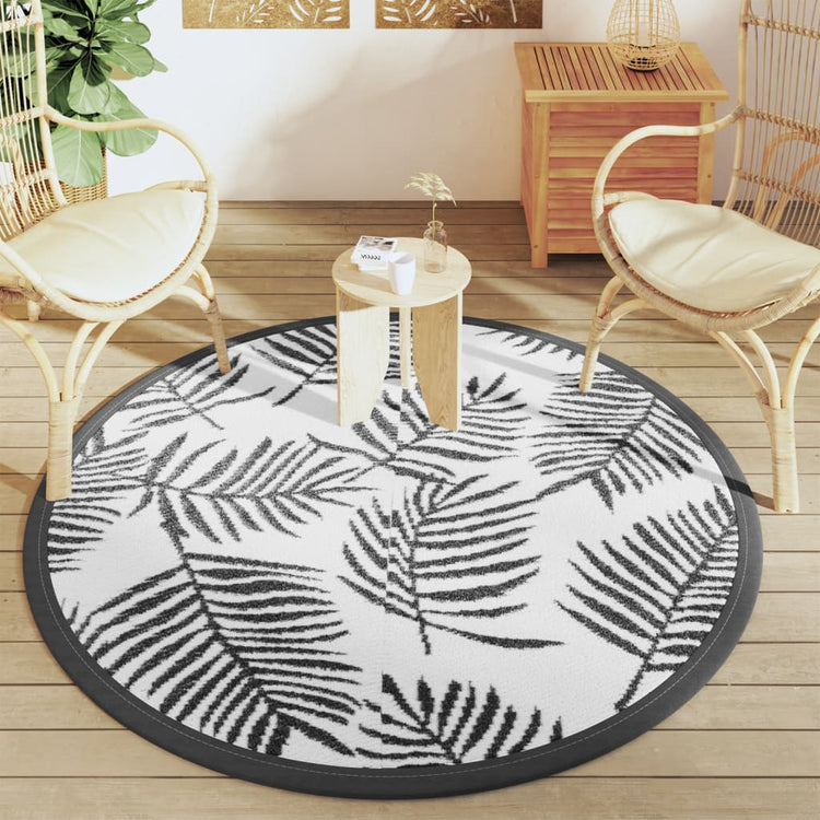 Vidaxl Extérieur Rapis Ø160 cm Polypropène blanc et noir