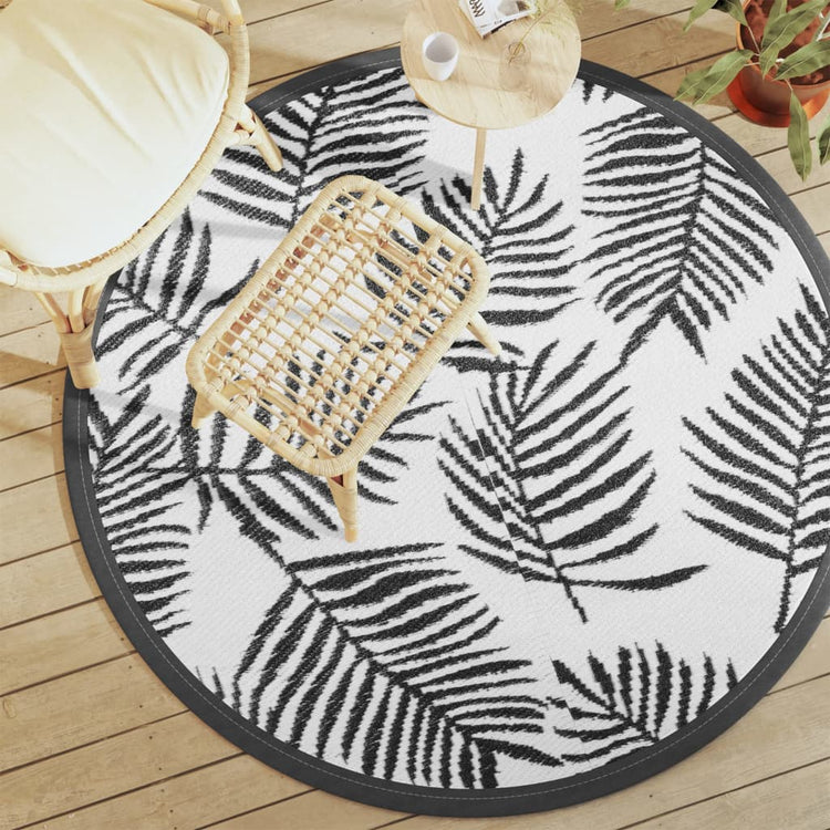 Vidaxl Extérieur Rapis Ø160 cm Polypropène blanc et noir