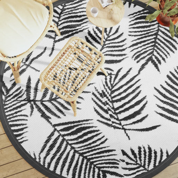 Vidaxl Extérieur Rapis Ø200 cm Polypropène blanc et noir