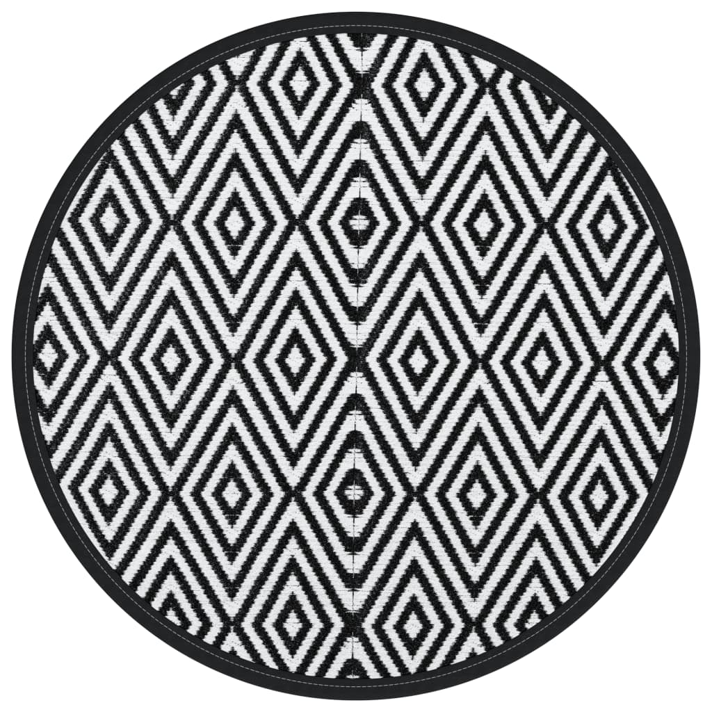 Vidaxl Extérieur Rapis Ø200 cm Polypropène blanc et noir