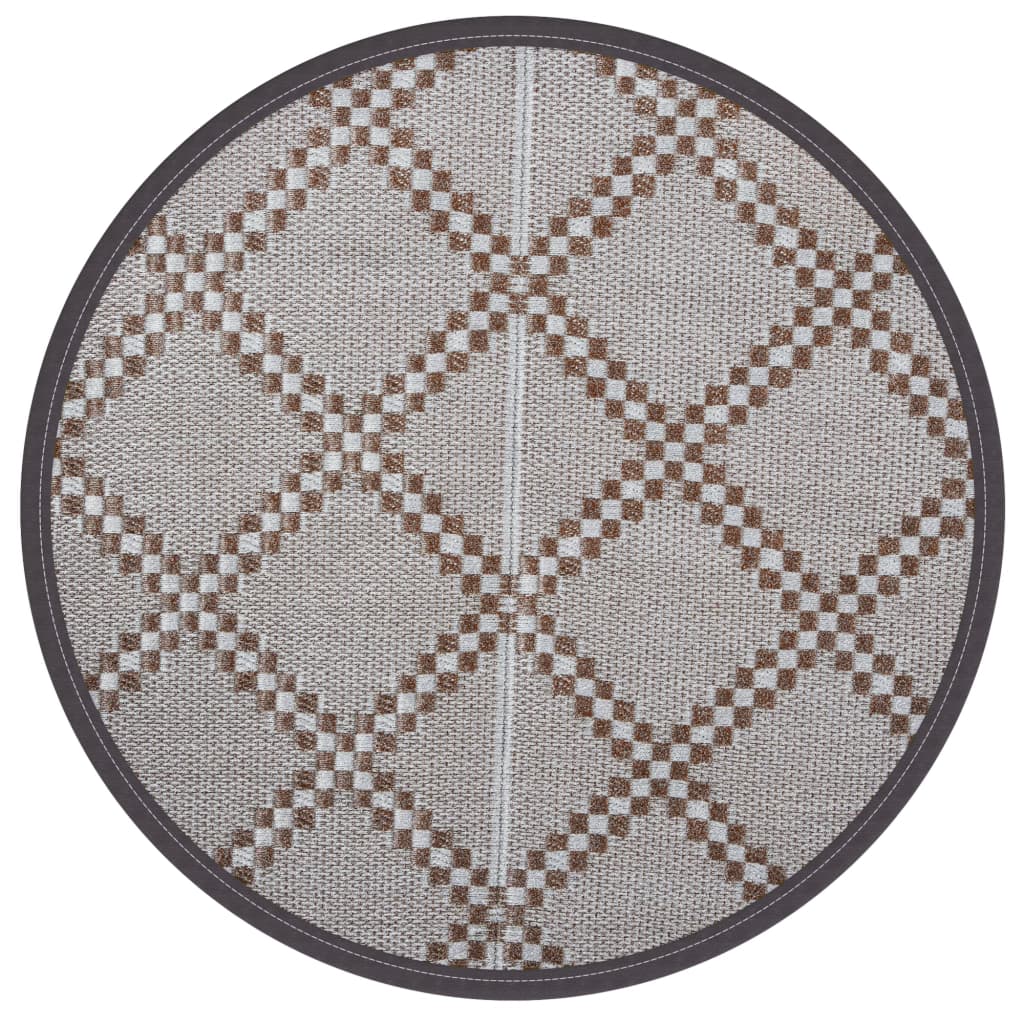 Vidaxl Extérieur tapis Ø 120 cm Brown en polypropène
