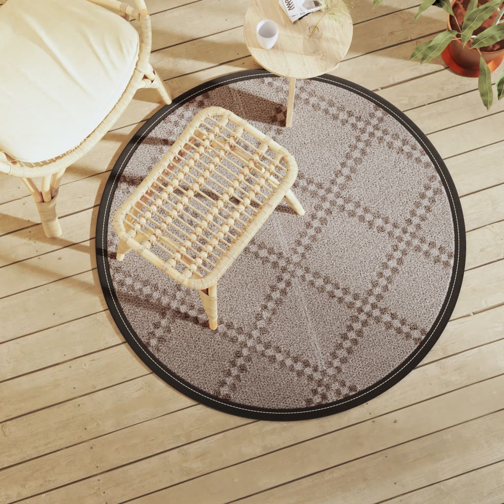 Vidaxl Extérieur tapis Ø 120 cm Brown en polypropène