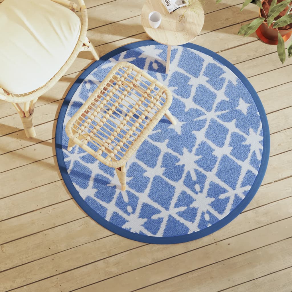 Vidaxl Extérieur Rapis Ø120 cm Polypropène bleu et blanc