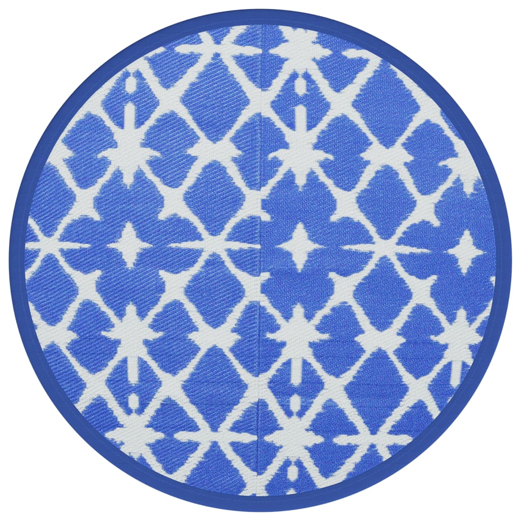 Vidaxl Extérieur tapis Ø200 cm Polypropène bleu et blanc