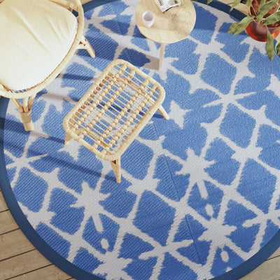 Vidaxl Extérieur tapis Ø200 cm Polypropène bleu et blanc