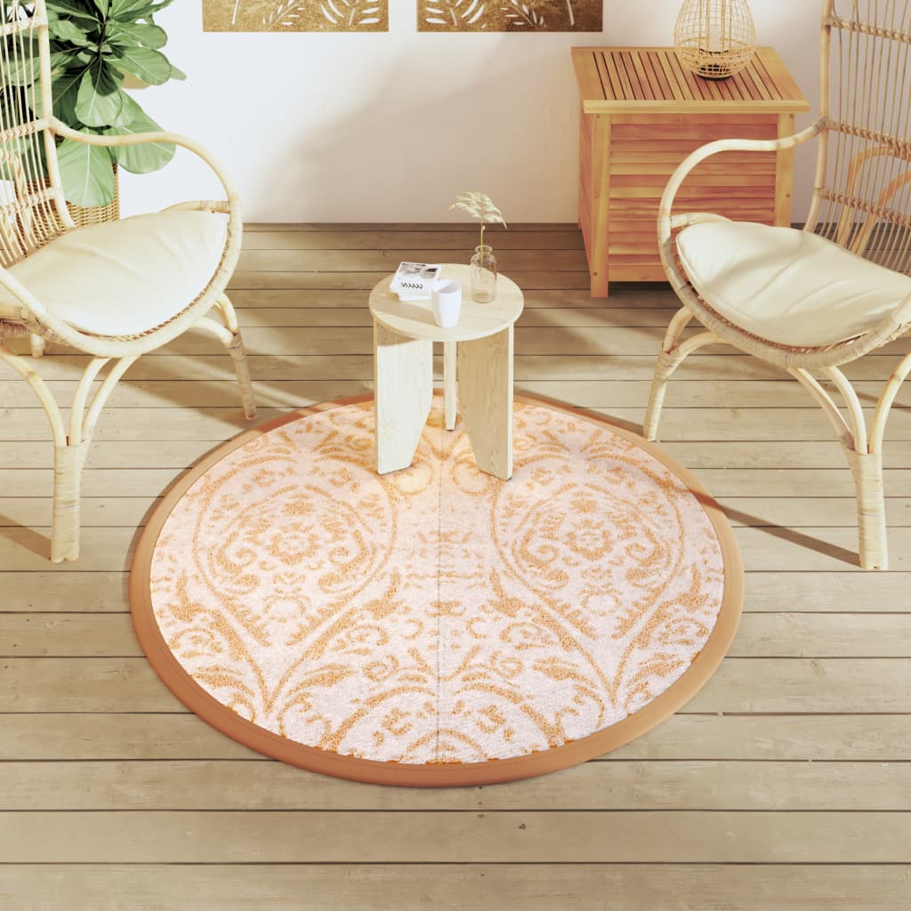 Vidaxl Extérieur tapis Ø120 cm en polypropène orange et blanc