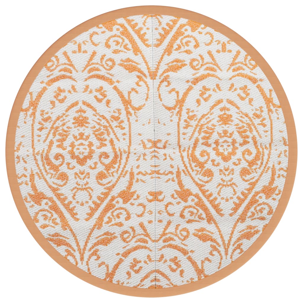 Vidaxl Tapis extérieur Ø200 cm en polypropène orange et blanc