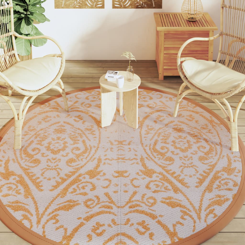 Vidaxl Tapis extérieur Ø200 cm en polypropène orange et blanc
