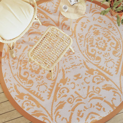 Vidaxl Tapis extérieur Ø200 cm en polypropène orange et blanc