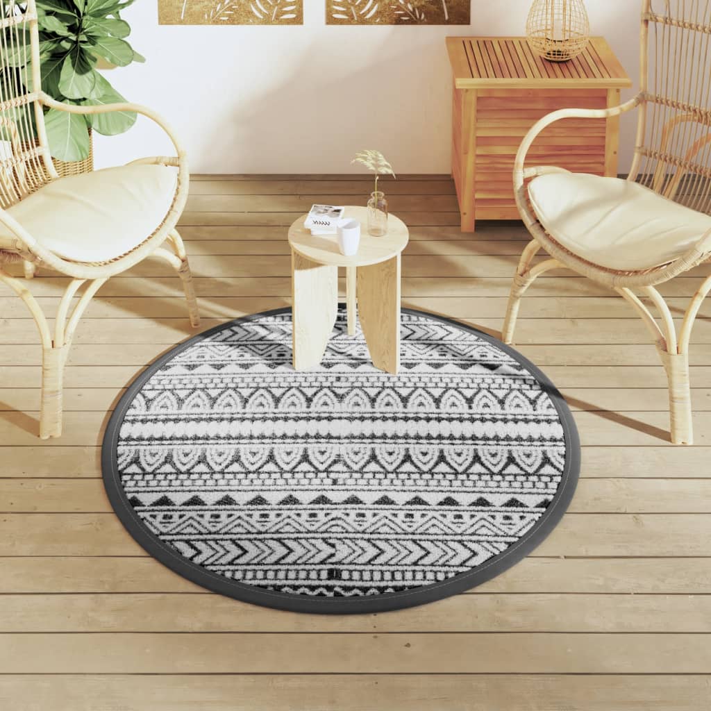 Vidaxl Extérieur tapis Ø 120 cm Polypropène noir