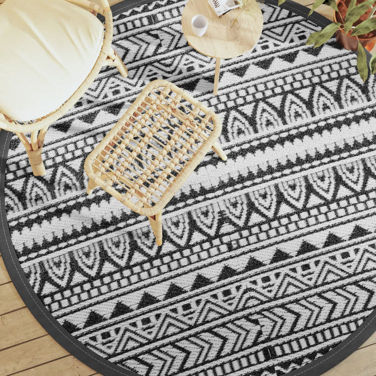 Vidaxl Tapis extérieur Ø 200 cm en polypropène noir