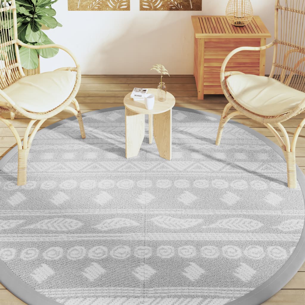 Vidaxl à l'extérieur du tapis Ø 200 cm Gray en polypropène