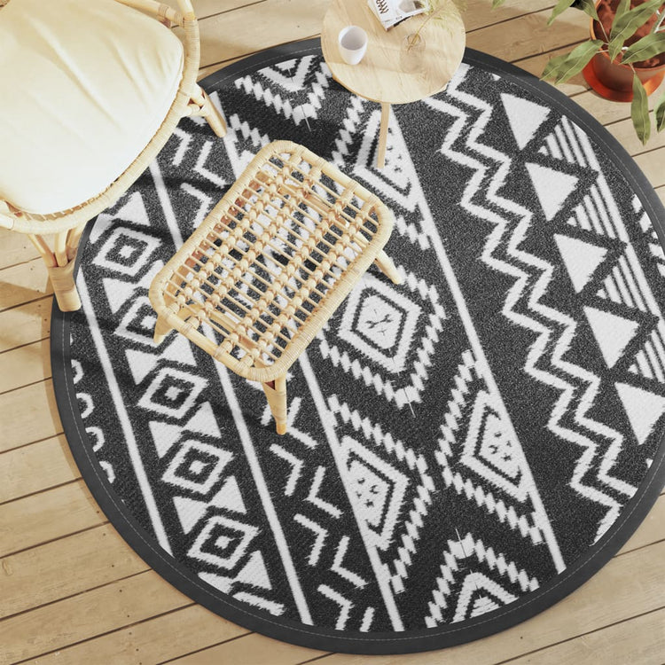 Vidaxl à l'extérieur du tapis Ø 160 cm Polypropène noir