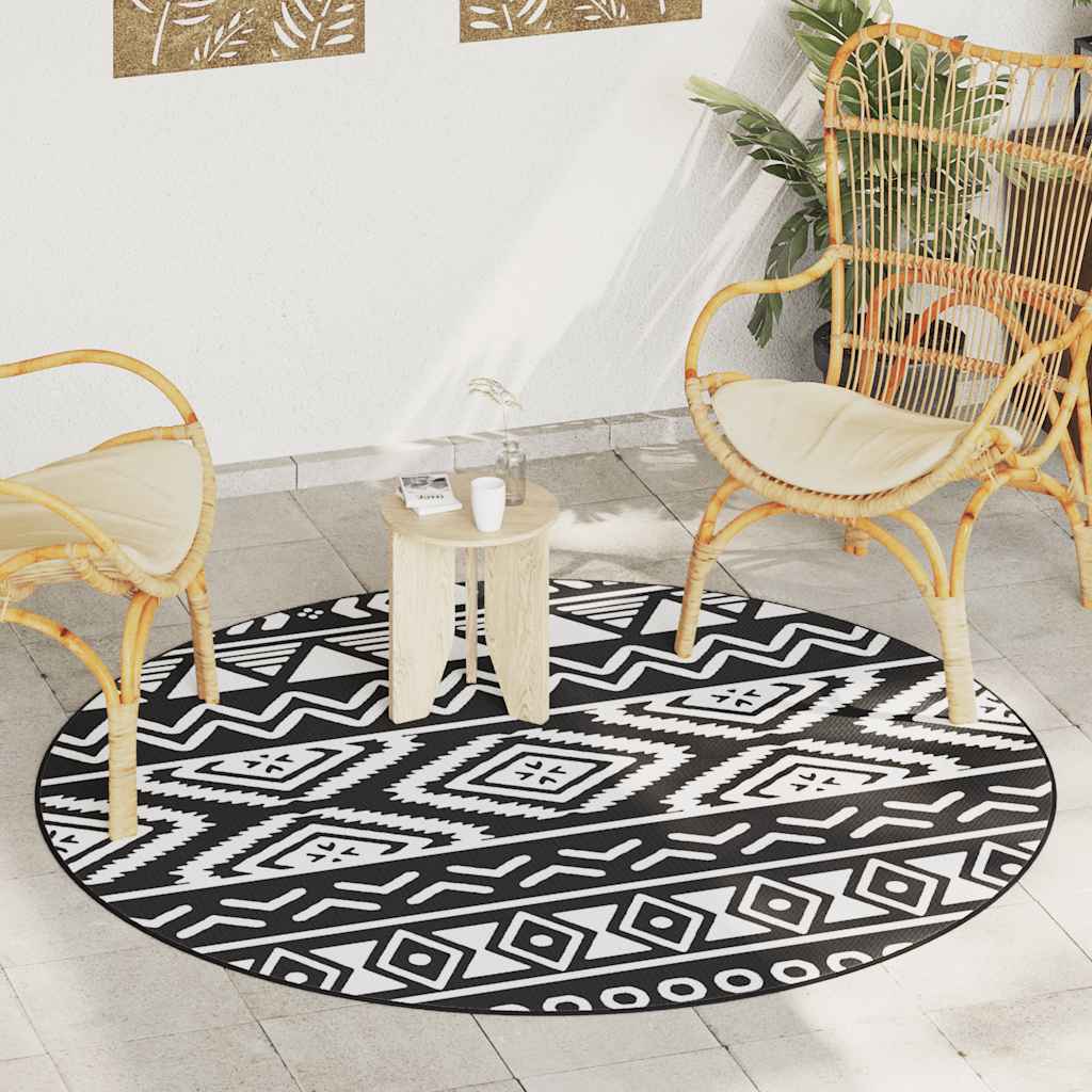 Vidaxl Tapis extérieur Ø 200 cm en polypropène noir
