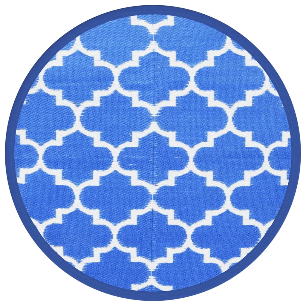 Vidaxl Extérieur tapis Ø120 cm Bleu polypropène