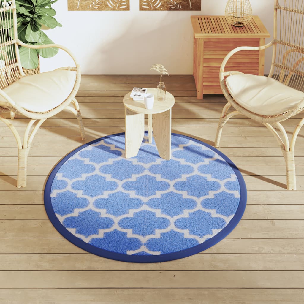 Vidaxl Extérieur tapis Ø120 cm Bleu polypropène