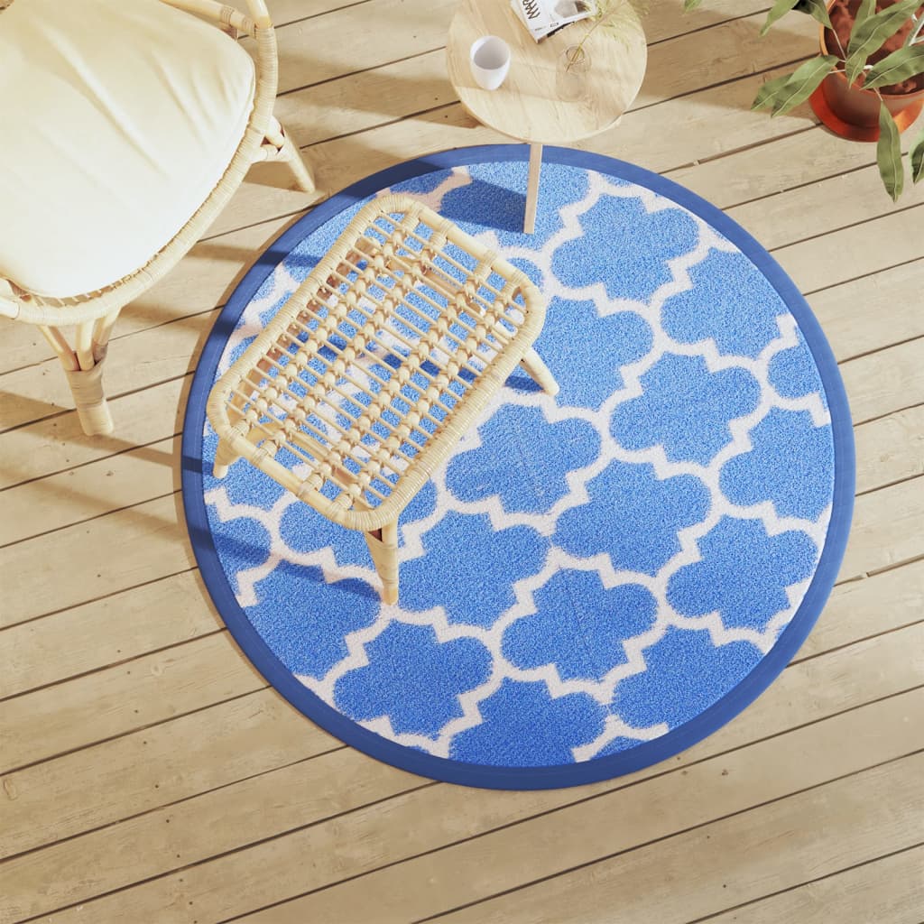 Vidaxl Extérieur tapis Ø120 cm Bleu polypropène