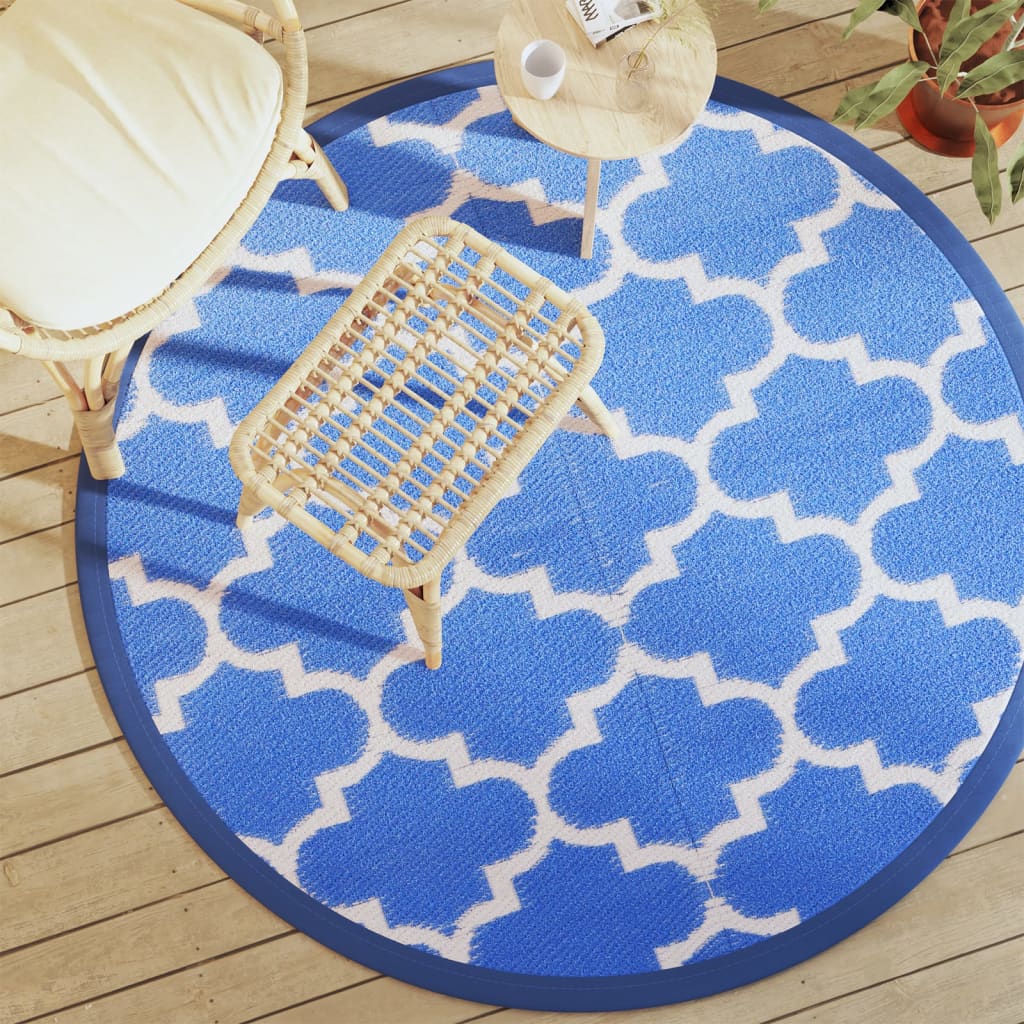 Vidaxl à l'extérieur du tapis Ø160 cm Bleu polypropène