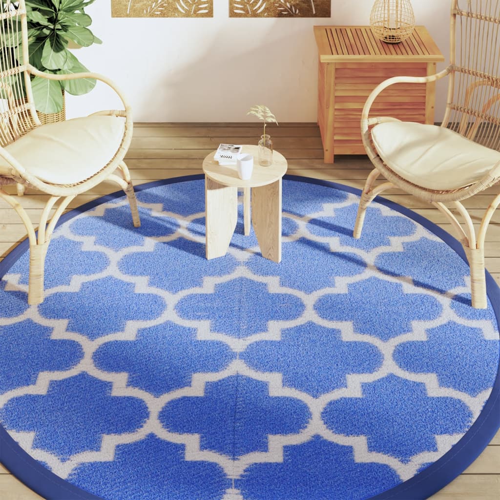 Vidaxl Tapis extérieur Ø 200 cm Bleu en polypropène