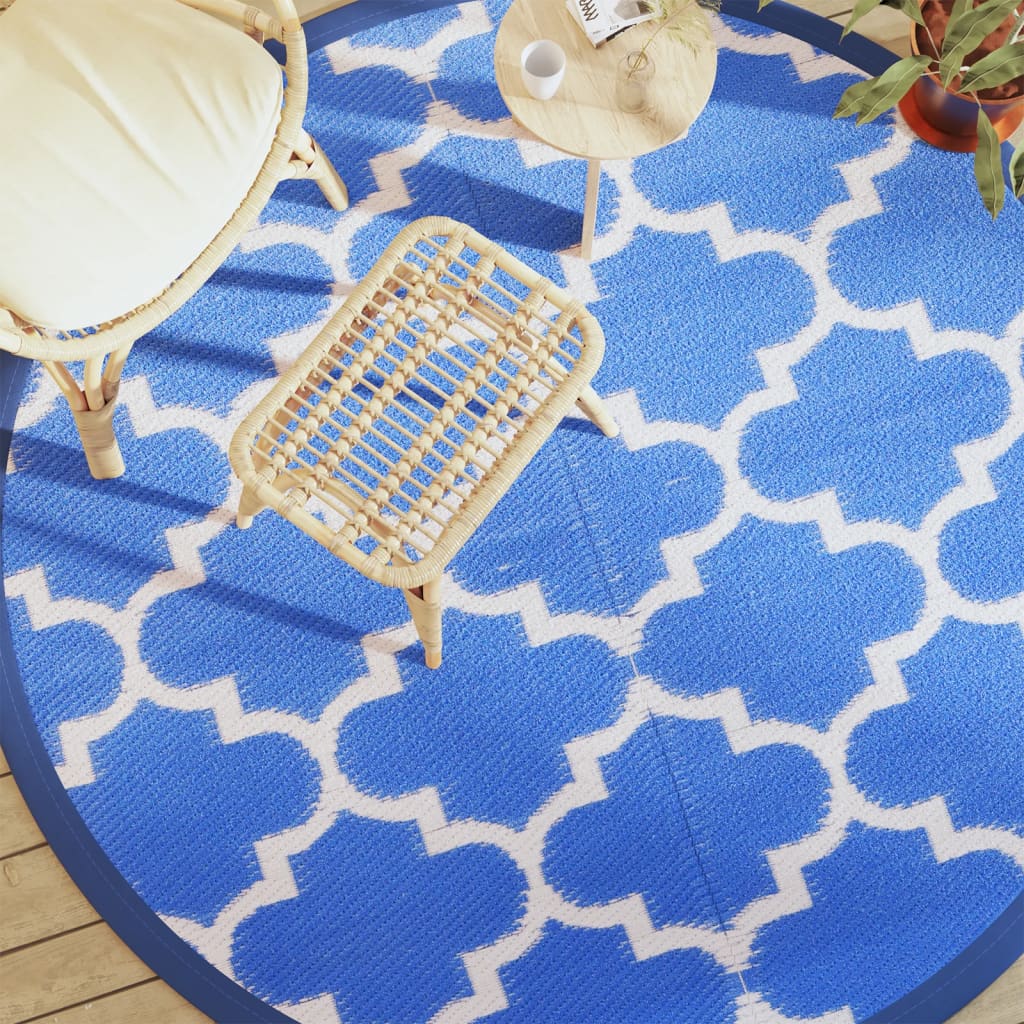 Vidaxl Tapis extérieur Ø 200 cm Bleu en polypropène