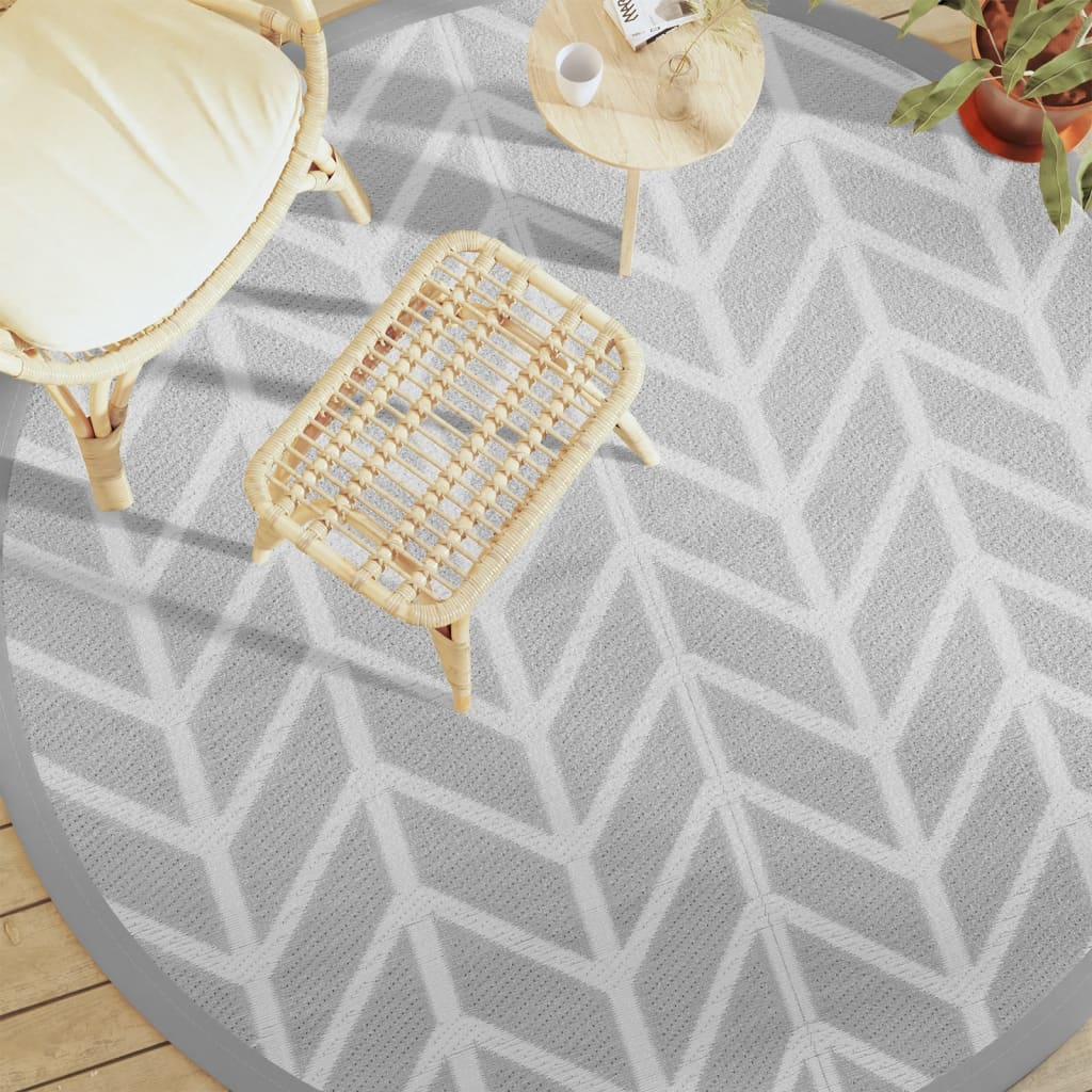 Vidaxl à l'extérieur du tapis Ø 200 cm Gray en polypropène