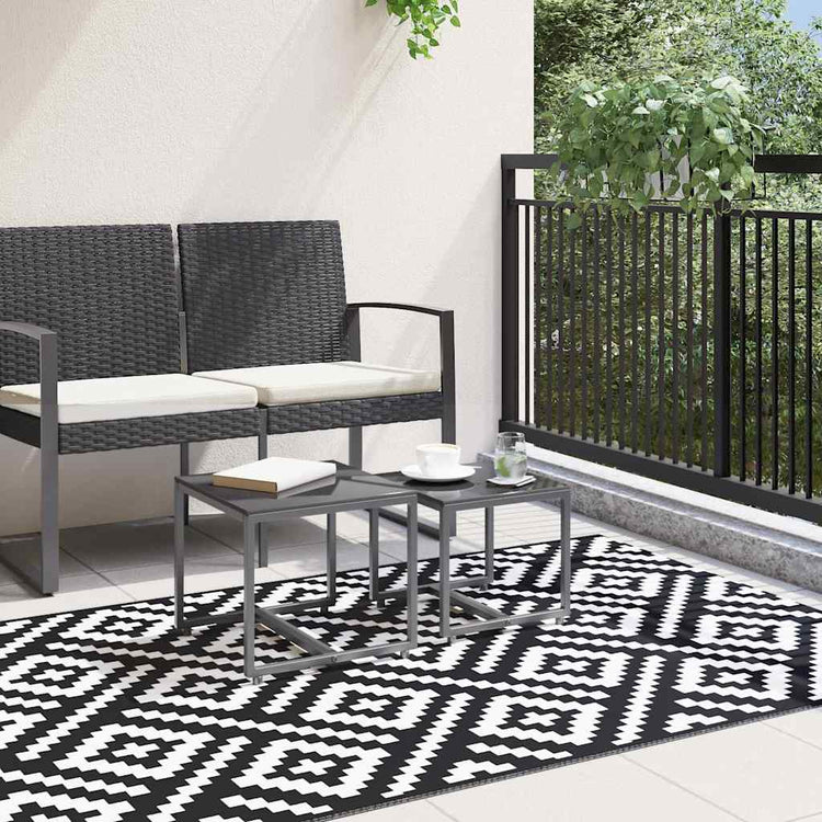 Vidaxx tapis d'extérieur arakil 120x180 cm pp blanc et noir