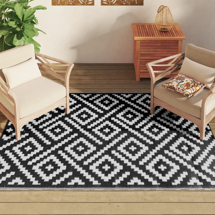 Vidaxx tapis d'extérieur arakil 140x200 cm polypropylène blanc et noir
