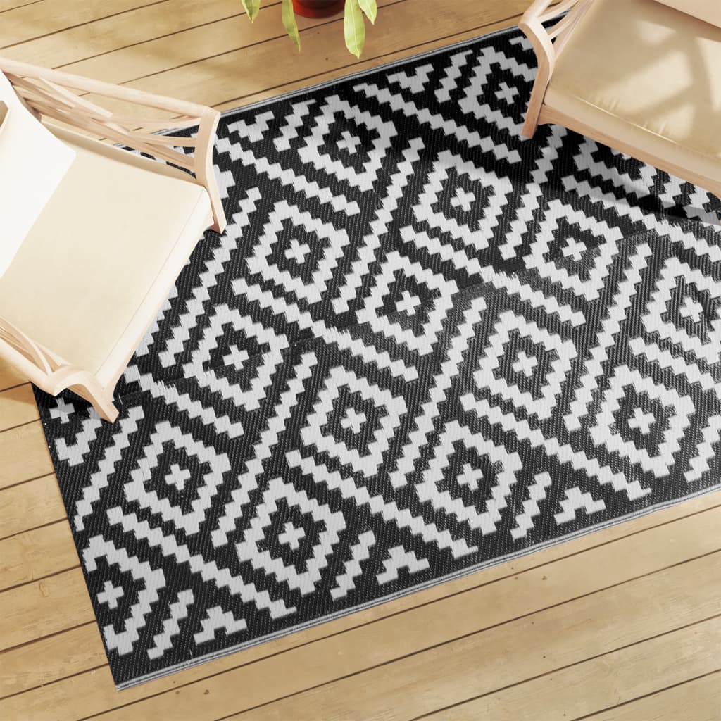 Vidaxx tapis d'extérieur arakil 140x200 cm polypropylène blanc et noir