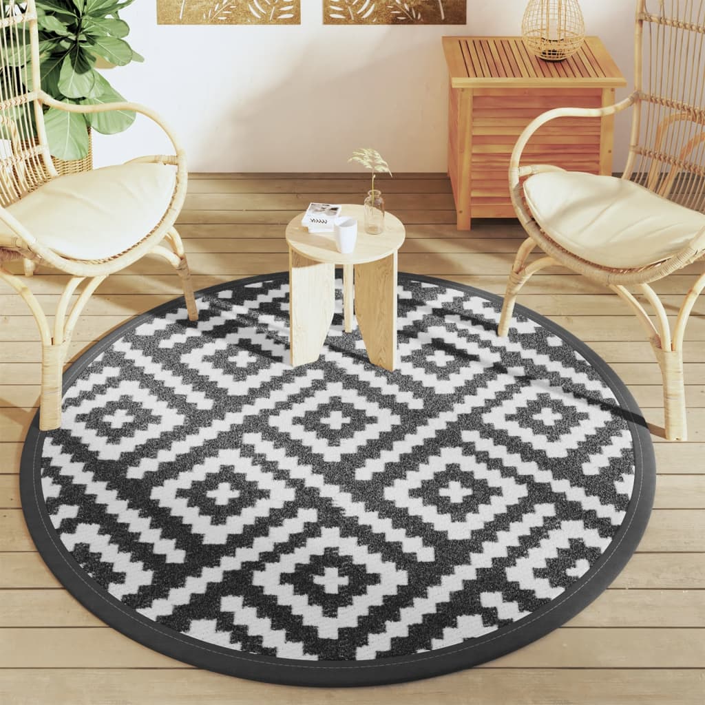 Vidaxx tapis d'extérieur arakil ø160 cm polypropylène blanc et noir