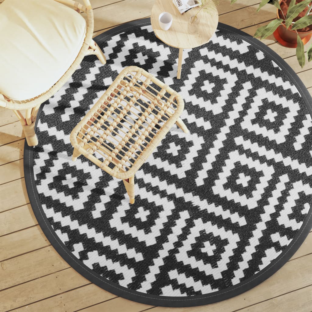 Vidaxx tapis d'extérieur arakil ø160 cm polypropylène blanc et noir