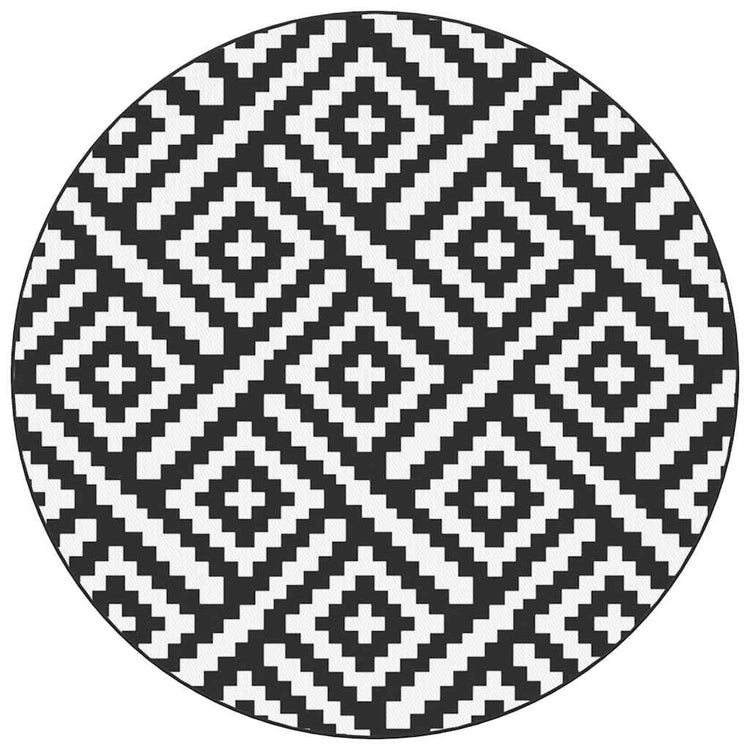 Vidaxx tapis d'extérieur arakil ø200 cm polypropylène blanc et noir