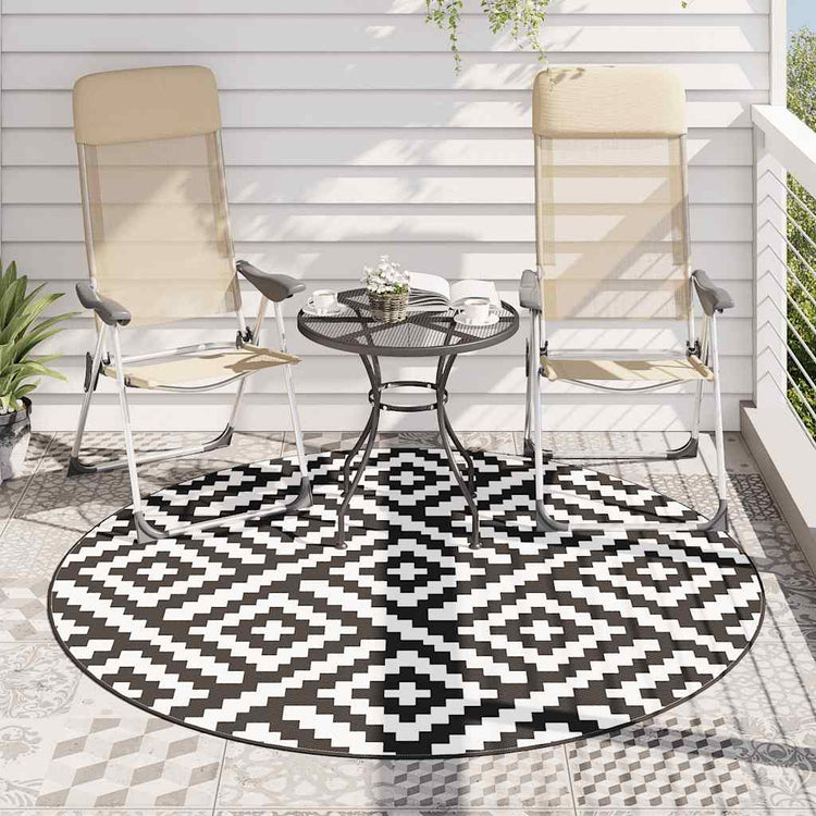 Vidaxx tapis d'extérieur arakil ø200 cm polypropylène blanc et noir