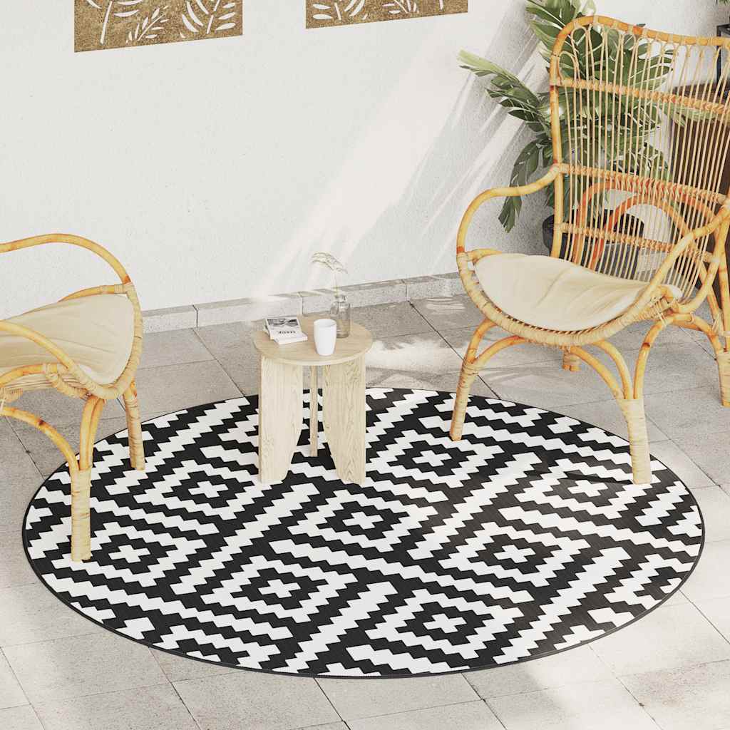 Vidaxx tapis d'extérieur arakil ø200 cm polypropylène blanc et noir