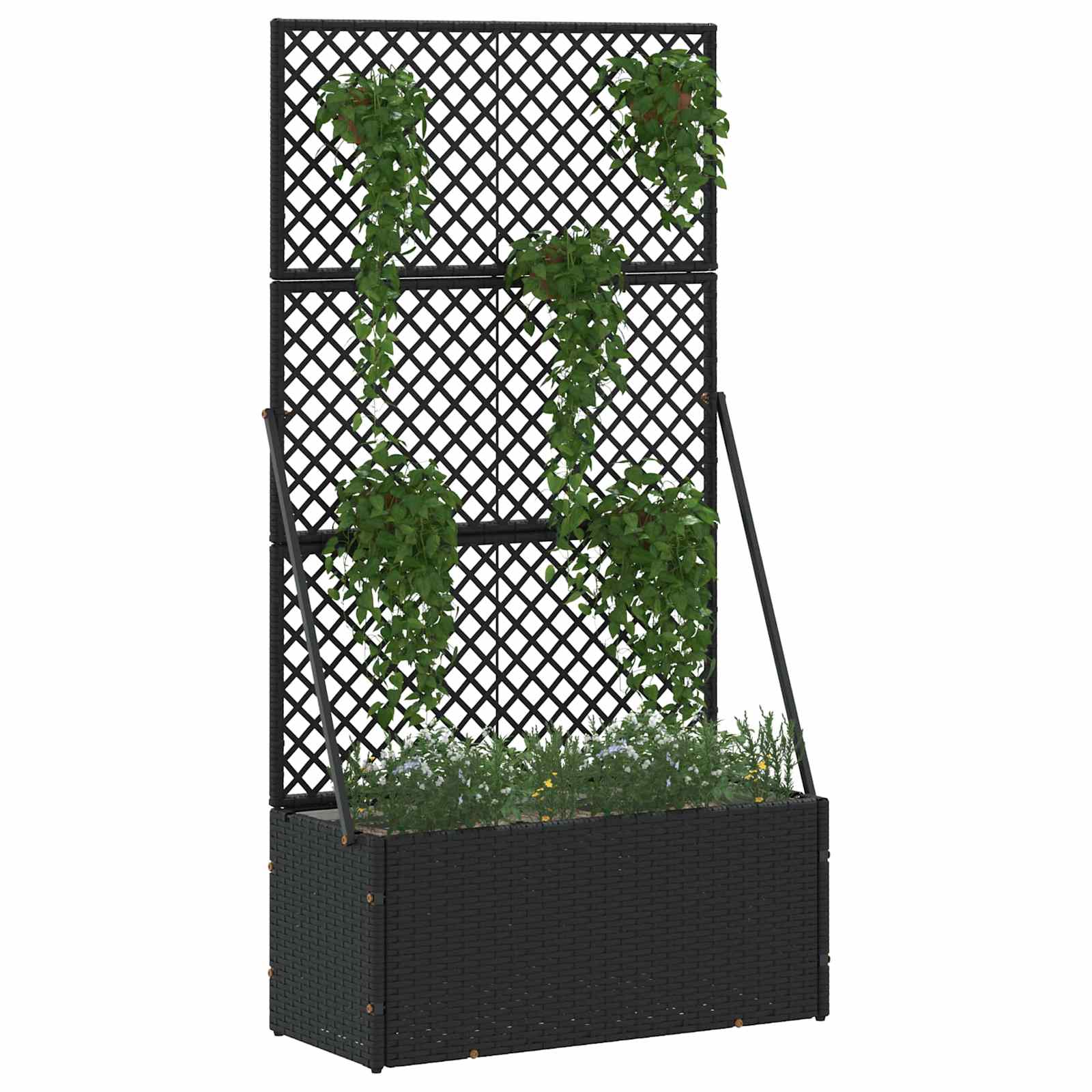 VidaXL pot de fleur de jardin noir 70 x 30 x 135 cm métal