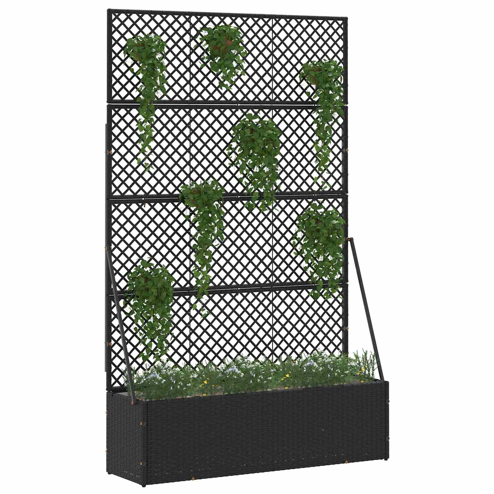 VidaXL pot de fleur de jardin noir 105 x 30 x 170 cm métal