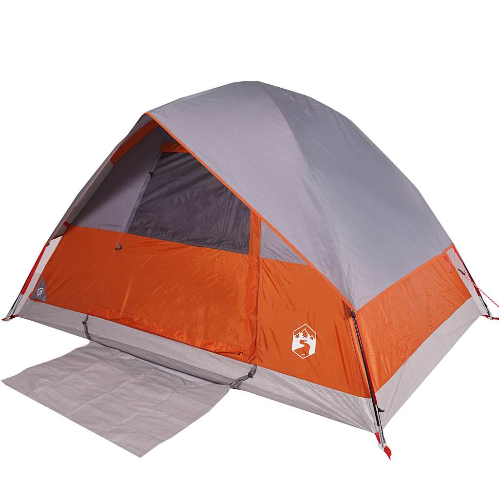 Vidaxl dome tente 4 personnes étanche gris et orange