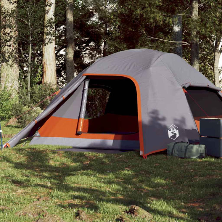 Vidaxl dome tente 4 personnes étanche gris et orange