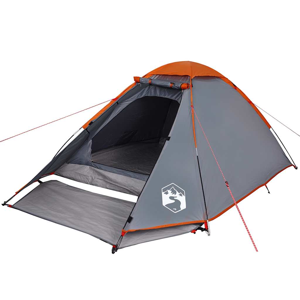Vidaxl dome tente 2 personnes étanche gris et orange