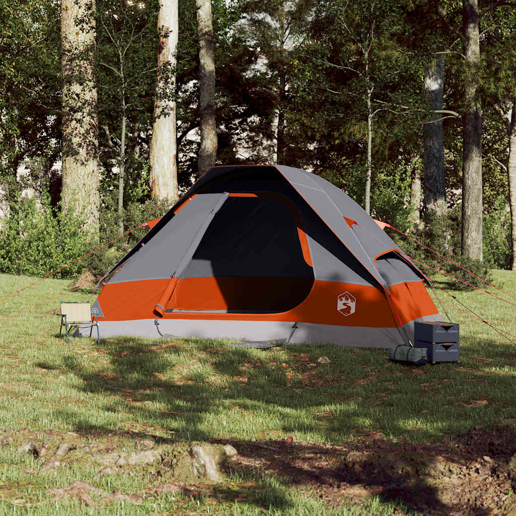Tente dôme Vidaxx 6 personnes imperméable gris et orange
