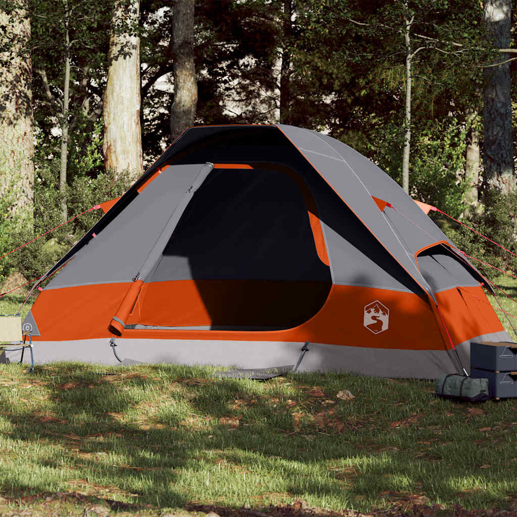 Tente dôme Vidaxx 6 personnes imperméable gris et orange
